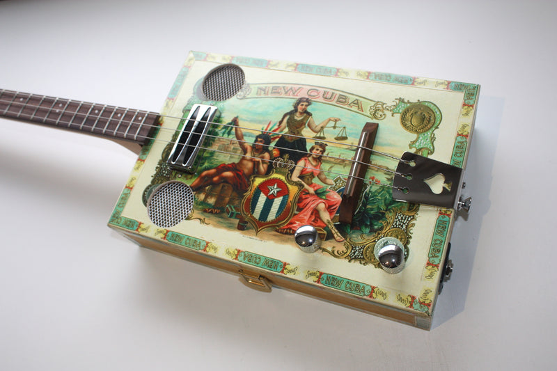 "New Cuba" Lefty Humbucker - 3 string cigar box guitar