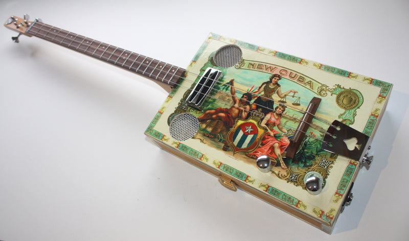 "New Cuba" Lefty Humbucker - 3 string cigar box guitar