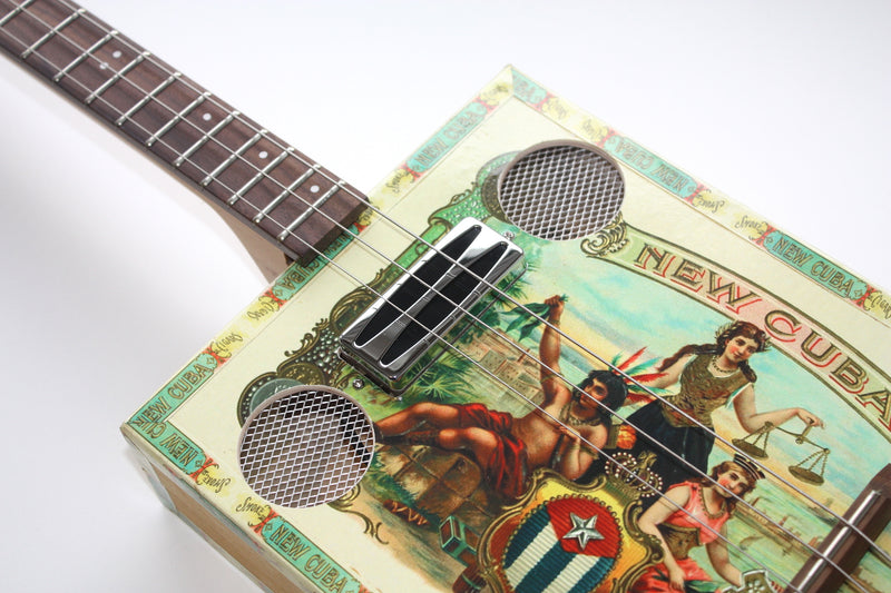 "New Cuba" Lefty Humbucker - 3 string cigar box guitar