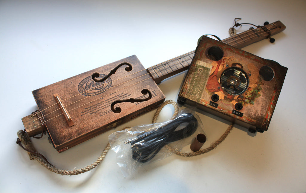 Padron fretless & Mini AMP - 3 string cigar box guitar bundle