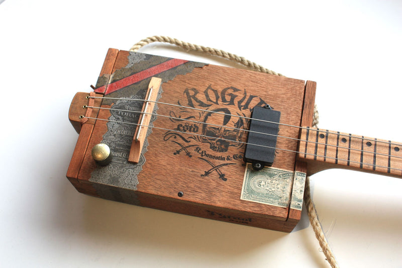 Rogue Shortscale Fretless - 3 string cigar box guitar