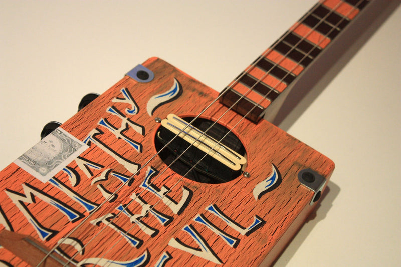 Workshop Series - Custom "Sympathy for the Devil" Orange crackle - 3 String Cigar Box Guitar