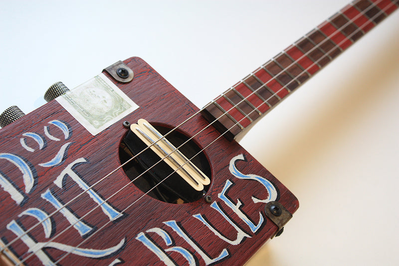 Workshop Series - Custom "Hoodoo Spirit" red crackle - 3 String Cigar Box Guitar