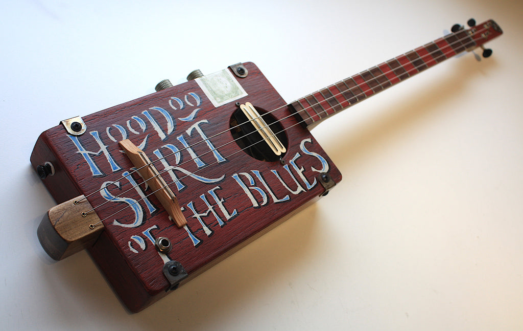 Workshop Series - Custom "Hoodoo Spirit" red crackle - 3 String Cigar Box Guitar