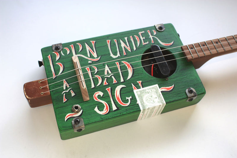 Workshop Series - "Born Under A Bad Sign" Green - 3 String Cigar Box Guitar