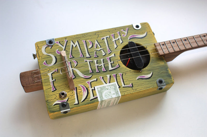 Workshop Series - "Sympathy for the Devil" Yellow - 3 String Cigar Box Guitar