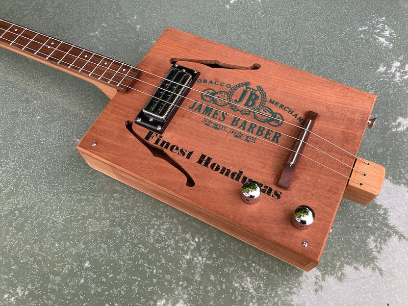 James Barber Humbucker, Lefty - 3 String Cigar Box Guitar